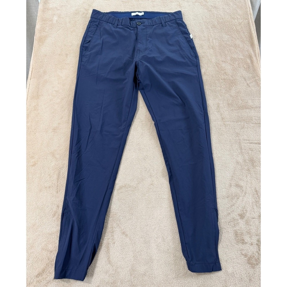 Onia Stretch Performance Pants Mens Size 30 Navy Blue Ankle Zip Tapered Fit‎ EUC